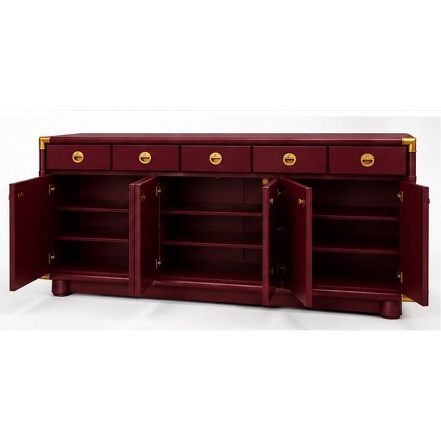 Burgundy Professionally Refinished 1970s Drexel Accolade Campaign Buffet / Sideboard - Custom Luxurious Wine Burgundy For Sale - Image 8 of 10