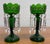 Antique C 1880-1900 Victorian Bohemian Emerald Green Glass Mantle Lustres - Pair For Sale - Image 13 of 14