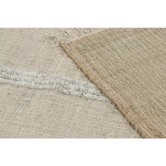 Textile Rug & Kilim’s Flatweave Rug in Beige-Brown with Green & White Geometric Patterns - 10x14 For Sale - Image 7 of 7