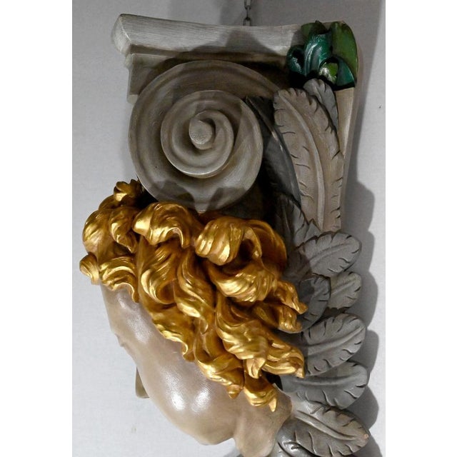 Beige Mid-Century Wall Consoles with Seraph Motif, 1950s, Set of 2 For Sale - Image 8 of 17