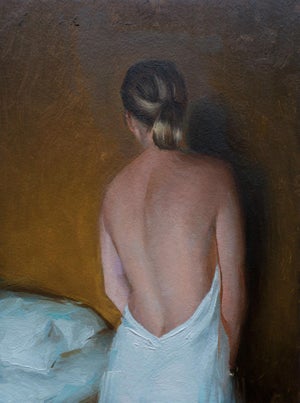Yellow and Green by Cody Erickson | Oil Painting of a woman with her back turned