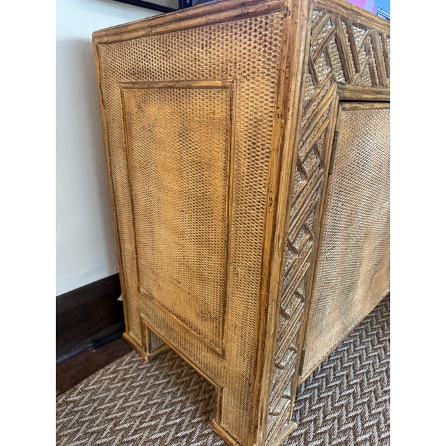 Wood Faux Bamboo and Seagrass Cabinet For Sale - Image 7 of 8
