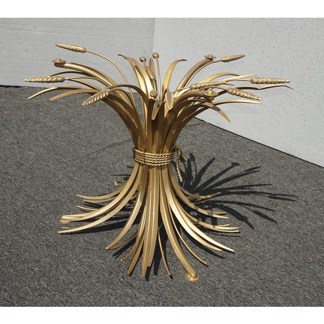 Vintage Italian Gold Wheat Sheaf Side Table For Sale In Los Angeles - Image 6 of 11