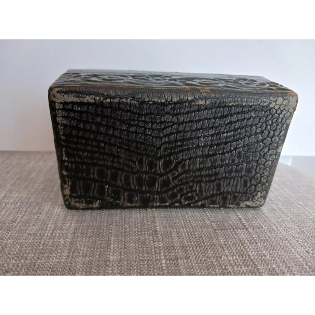 Cherub and Angel Italy Antique Black Leather Dometop Box For Sale In Milwaukee - Image 6 of 6