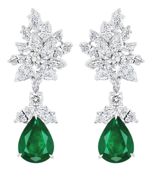 6.79 Carat Certified Colombian Minor Emerald Diamond Removable Drop Earrings Pt