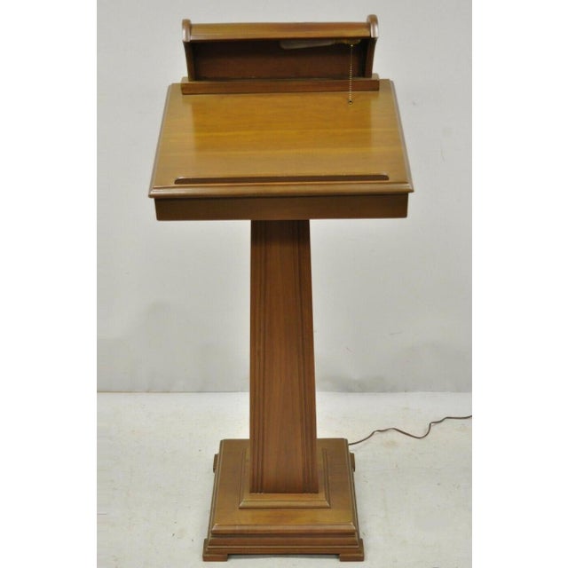 Vintage Traditional Wooden Lighted Podium Lectern Book Bible Stand