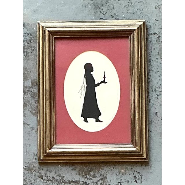 Vintage Silhouette Portrait of Woman in Gold Frame For Sale - Image 10 of 12