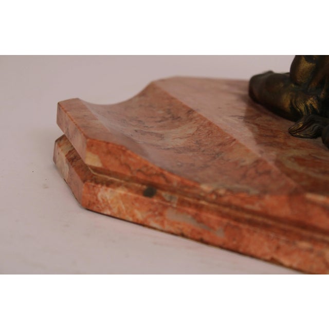 Bronze Lion Form Inkwell on a Marble Base For Sale In Los Angeles - Image 6 of 9