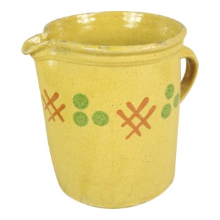 Late 19th Century Decorated Pottery Pitcher From Savoie For Sale