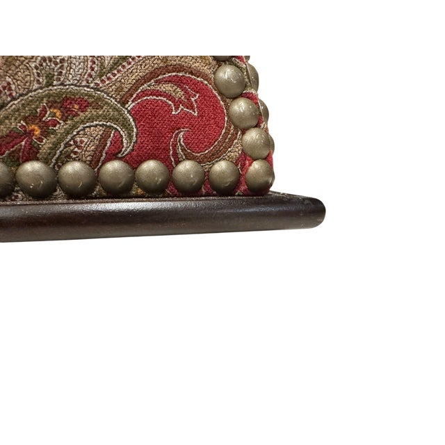 Red Late 20th Century Ralph Lauren 'Florence' Ottoman in Buckthorn Paisley Fabric With Nailhead Trim For Sale - Image 8 of 13