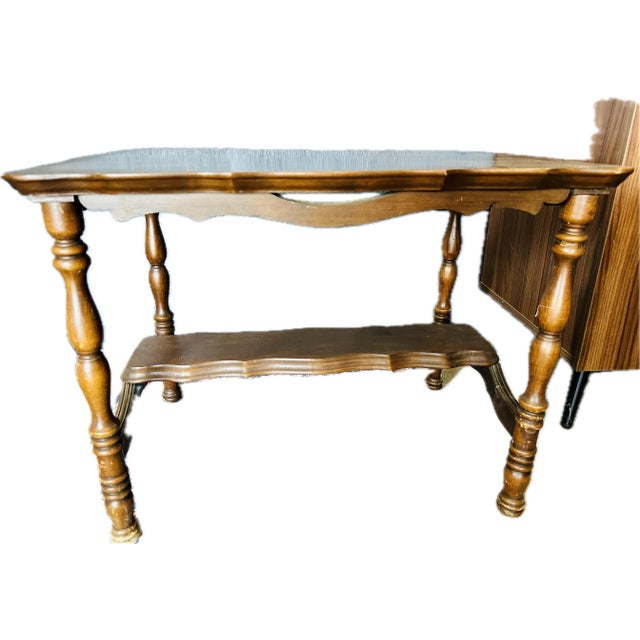 Vintage English Jacobean Style Side Table With Scalloped Top For Sale - Image 4 of 12