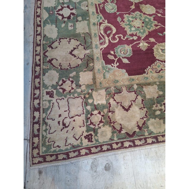 Late 20th Century Late 20th Century Hand-Knotted Indian Agra Wool Rug, 14'3" × 11'4" For Sale - Image 5 of 10