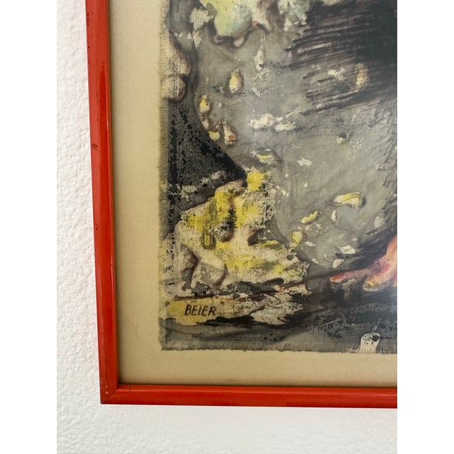 Abstract Expressionism Original Tree Silk Screen Signed Beier in Orange Metal Frame For Sale - Image 3 of 6