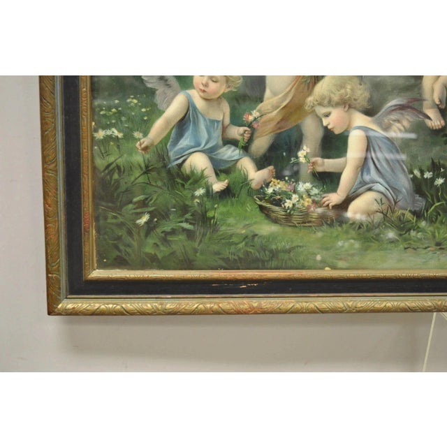 Early 20th Century Vintage Mataloni Giovanni Large Art Print of Mary Jesus Lamb Angels For Sale - Image 5 of 11