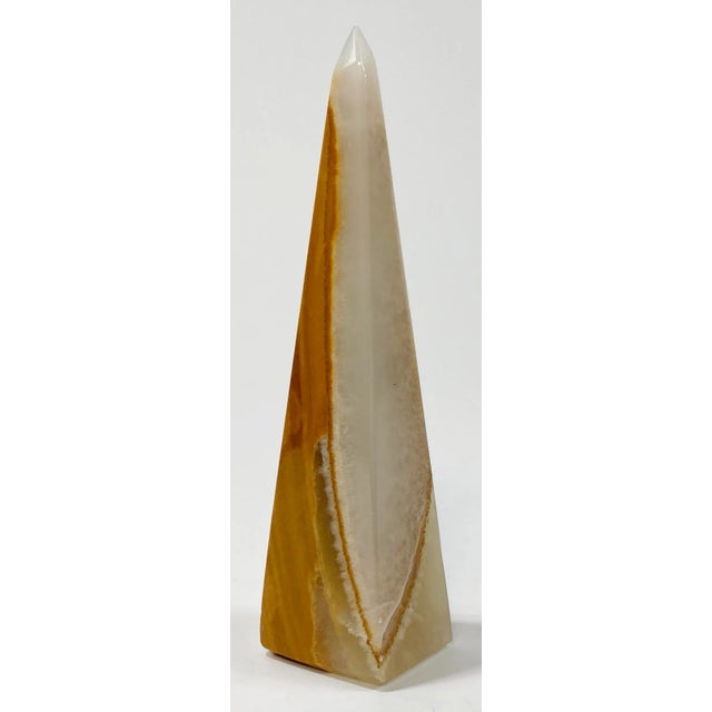 Ivory and Brown Onyx Obelisk For Sale - Image 4 of 6