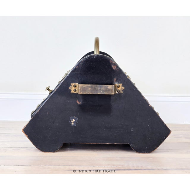 Black 1880's Antique English Victorian Coal Log Scuttle Box With Metal Insert For Sale - Image 8 of 9