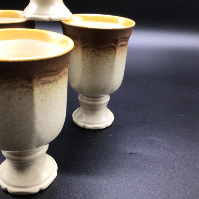 Vintage Mikasa Whole Wheat Pattern Stoneware Goblets for Hot or Cold Liquids - Set of 4 For Sale - Image 12 of 12