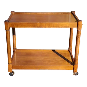 Vintage Mid Century Cocktail Bar Tea Cart Server Rolling 2 Tier Serving Table