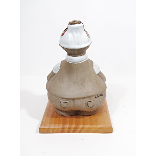 1970s Large Mexican Figurative Ceramic Decanter on Wood Base, C. 1970s For Sale - Image 5 of 13