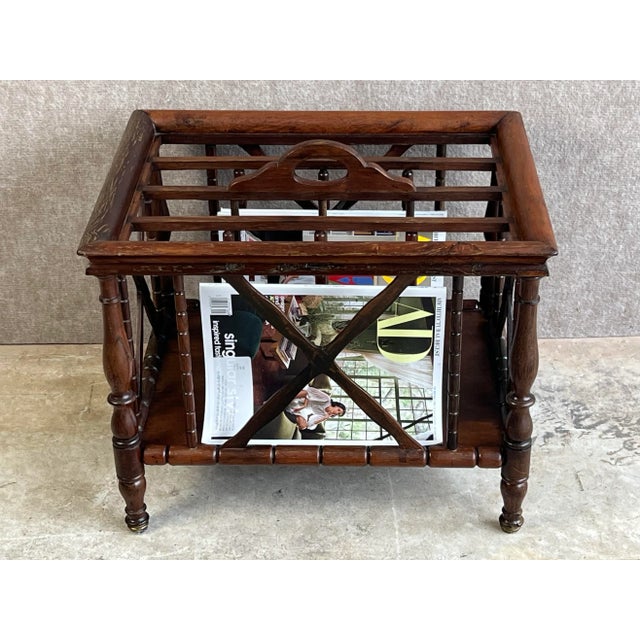 Wood Early 20th Century English Canterbury Wooden Magazine Rack For Sale - Image 7 of 12