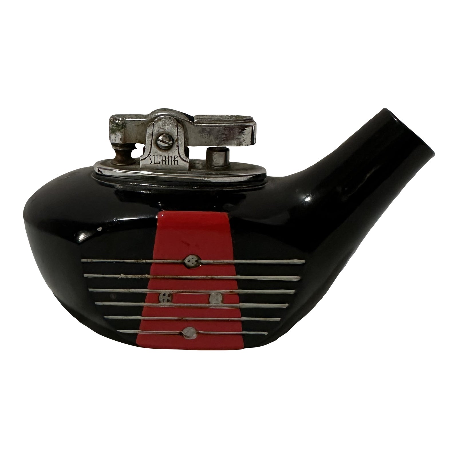 Vintage 1950s MidCentury Modern Swank Black and Red Golf Club Lighter