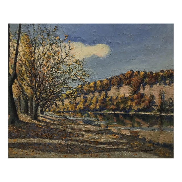 Maurice Loponte, Au bord de l'eau, 1956, Oil on Canvas For Sale