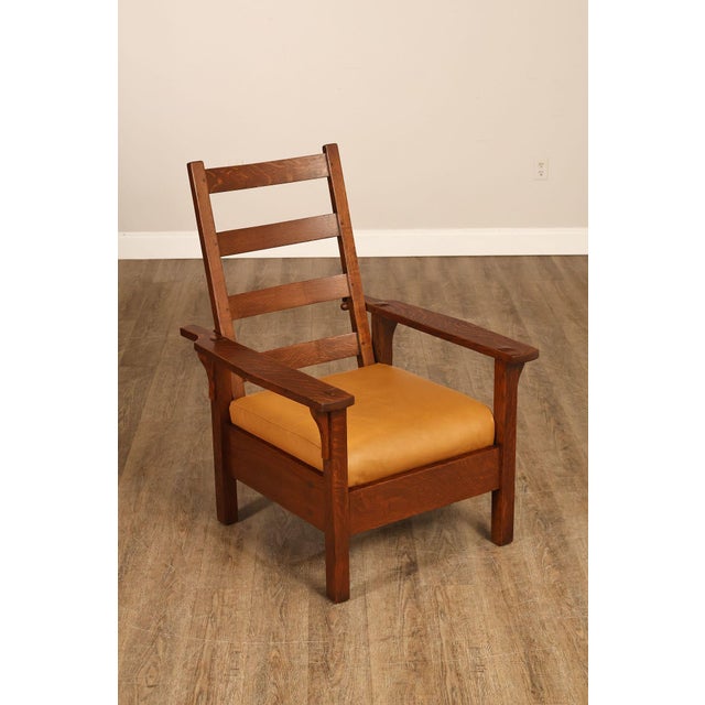 Gustav Stickley Antique Mission Oak Morris Chair Model 346 For Sale - Image 4 of 18