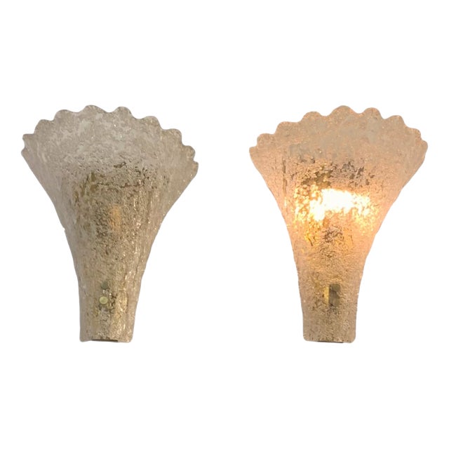 Granulated Murano Glass Floral Scones, 1950s, Set of 2 For Sale