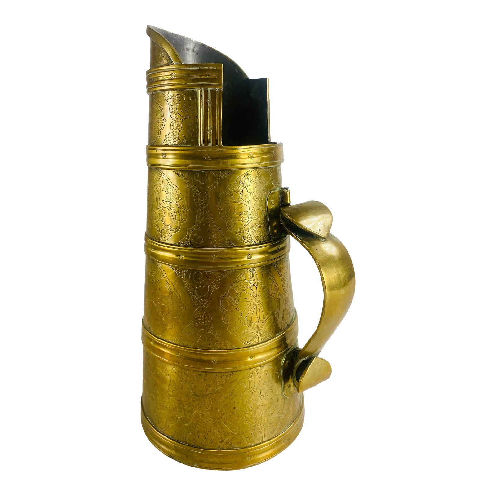 Mid 20th Century Solid Brass Hand Chafed Vessel | Chairish