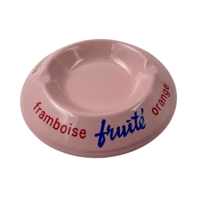 Vintage Evian Fruité Pink Glass Ashtray Catchall Dish France For Sale - Image 9 of 12