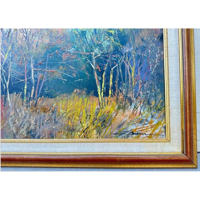 1980s Mykola Bodnar – Autumn Forest Landscape Original Oil Painting, Framed For Sale In San Diego - Image 6 of 12