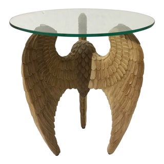 Organic Modern Carved Wood Gabrielle Side Table For Sale