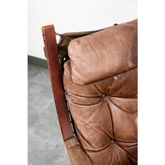 Mid Century Danish Modern Lounge Chair Brown Leather Ingmar Relling Westnofa Arm For Sale - Image 11 of 12