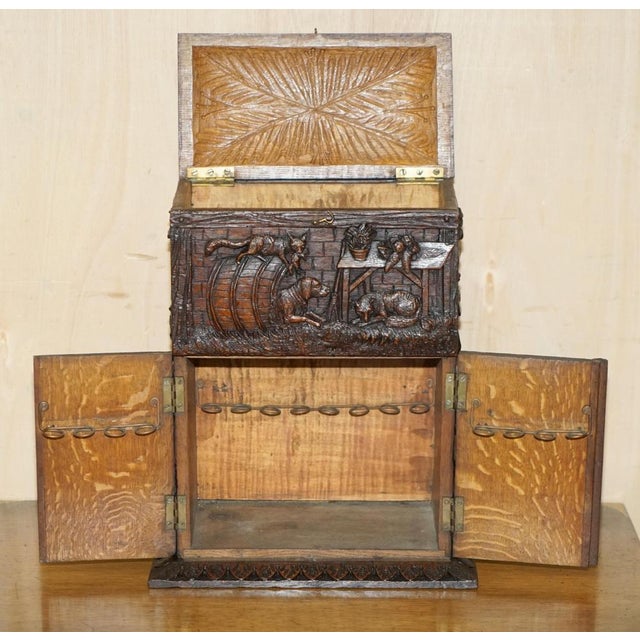 Carved Black Forest Wood Smoking Pipe Cabinet Box, 1870s For Sale - Image 16 of 18