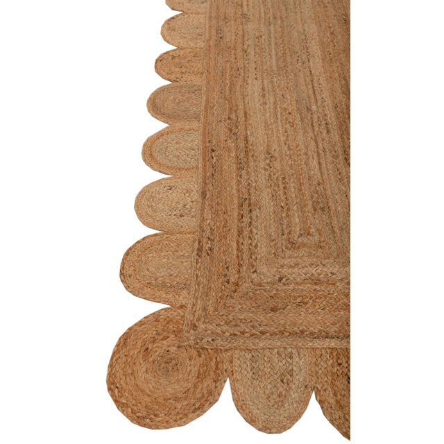 2.6'x20' Natural Color Jute Scallop Handmade Rug For Sale - Image 4 of 12