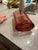 Beautiful Pinkish/Amber Glass oval shaped petit vase. Made with solid sturdy-glass.