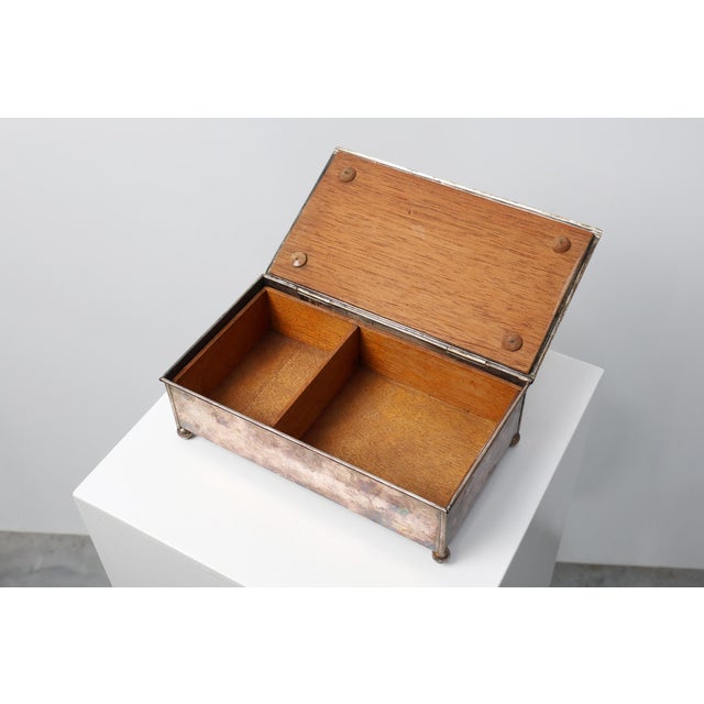 Metal Jugendstil Silver-Plated Box with Engraved Lid by Carl Deffner, Germany, 1910s For Sale - Image 7 of 11