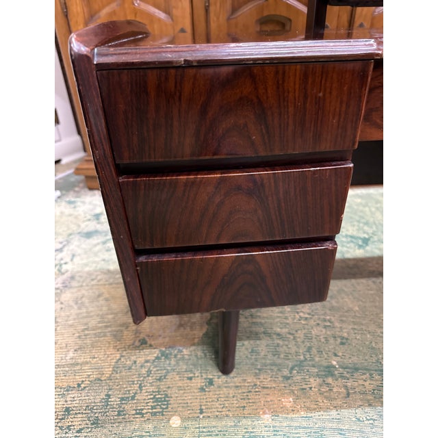 1950s Danish Modern Petite Rosewood Vanity Desk Table For Sale - Image 4 of 8