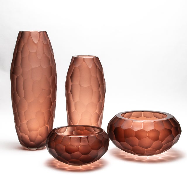 Burnt Umber Murano Battuto Bowl in Light Amaretto Large For Sale - Image 8 of 9