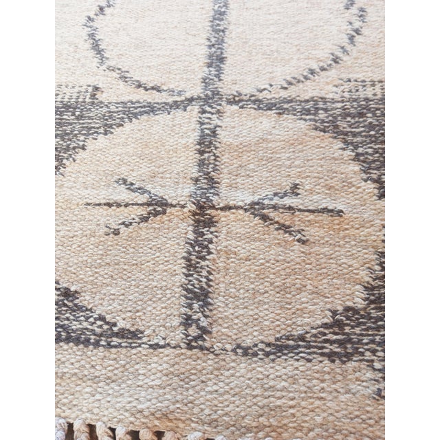 Large Vintage Scandinavian Handwoven Wool Rug with Geometric Pattern, 1980s For Sale - Image 6 of 8