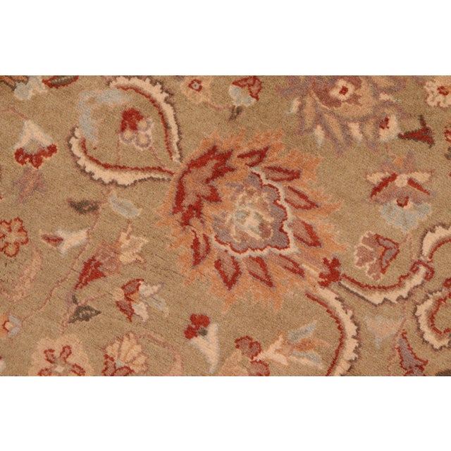 Shabby Chic 1990's Pak-Persian Green/Taupe Wool Rug - 6'0'' X 9'3'' For Sale - Image 4 of 9