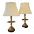 Vintage Asian Brass Altar Candlestick Table Lamps - a Pair For Sale