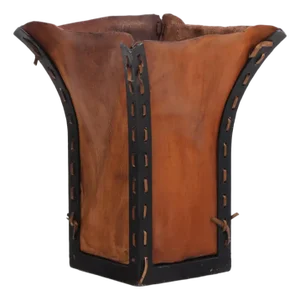 An Iron and Leather Waste Basket, in the Manner of Jean-Michel Frank.