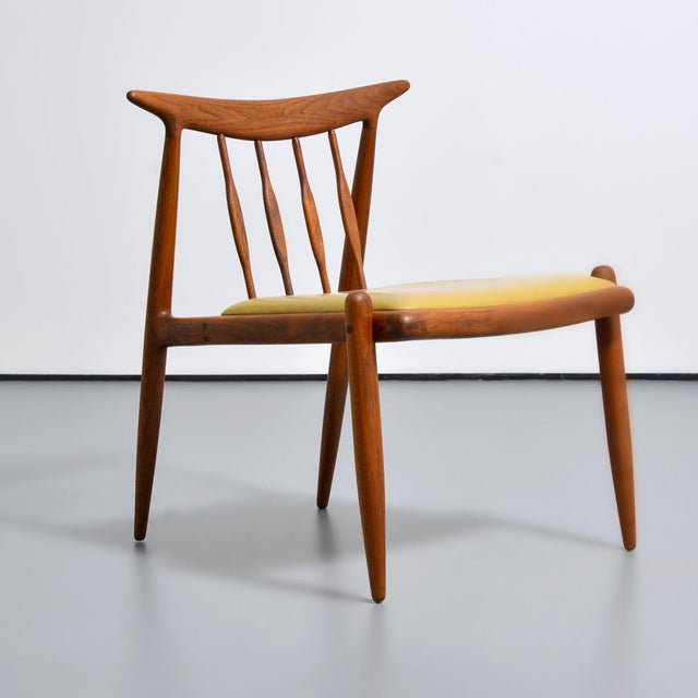 Gorgeous handmade American studio lounge chair in nicely patinated American black walnut with explored joinery and leather...