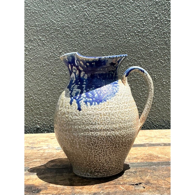 Late 20th Century Vintage Drip Glazed Ceramic Pitcher For Sale - Image 5 of 12