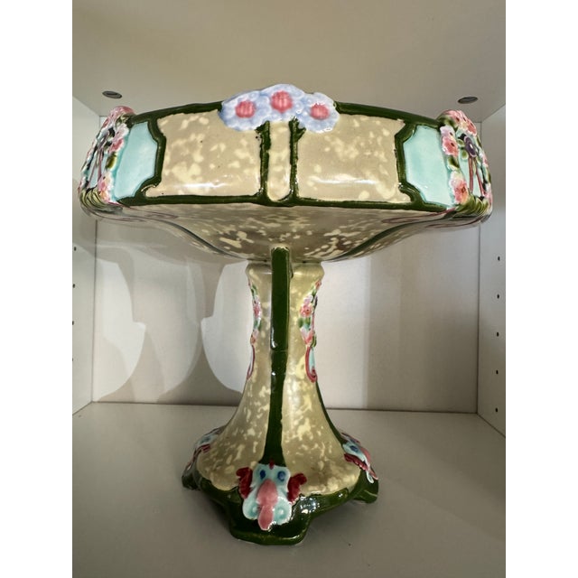 Ceramic Antique Majolica Compote | Circa 1890–1910 For Sale - Image 7 of 8