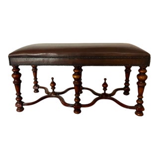 Theodore Alexander Leather Bench For Sale