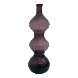 Vintage Italian 1960s Amethyst Ribbed Triple Gurgle Bottle