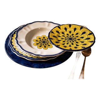 Stratificata 4-Piece Hand-Painted Italian Place Setting For Sale