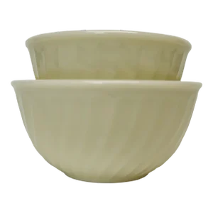 Fire King Anchor Hocking Ivory Swirl Mixing Bowls a Pair